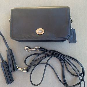 Coach Black Leather Penny Turnlock Crossbody